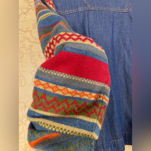 NORM THOMPSON WOMEN DENIM JACKET With Sweater Sleeves SUPER CUTE SIZE M - Picture 7 of 9